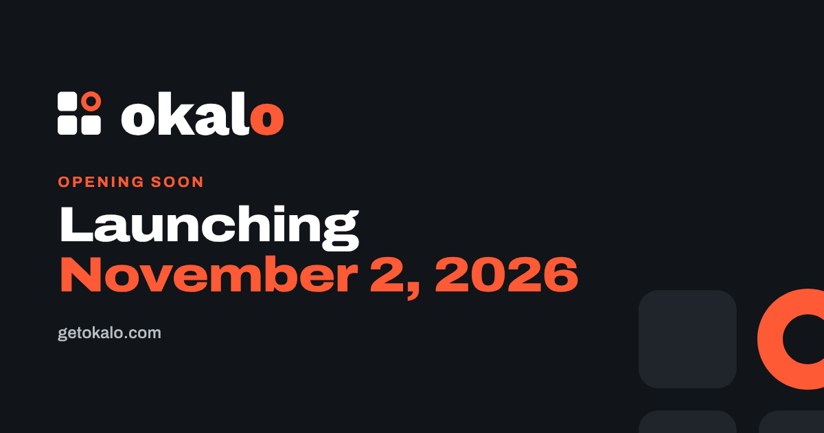 Okalo: online booking for local pros · Launching November 2, 2026
